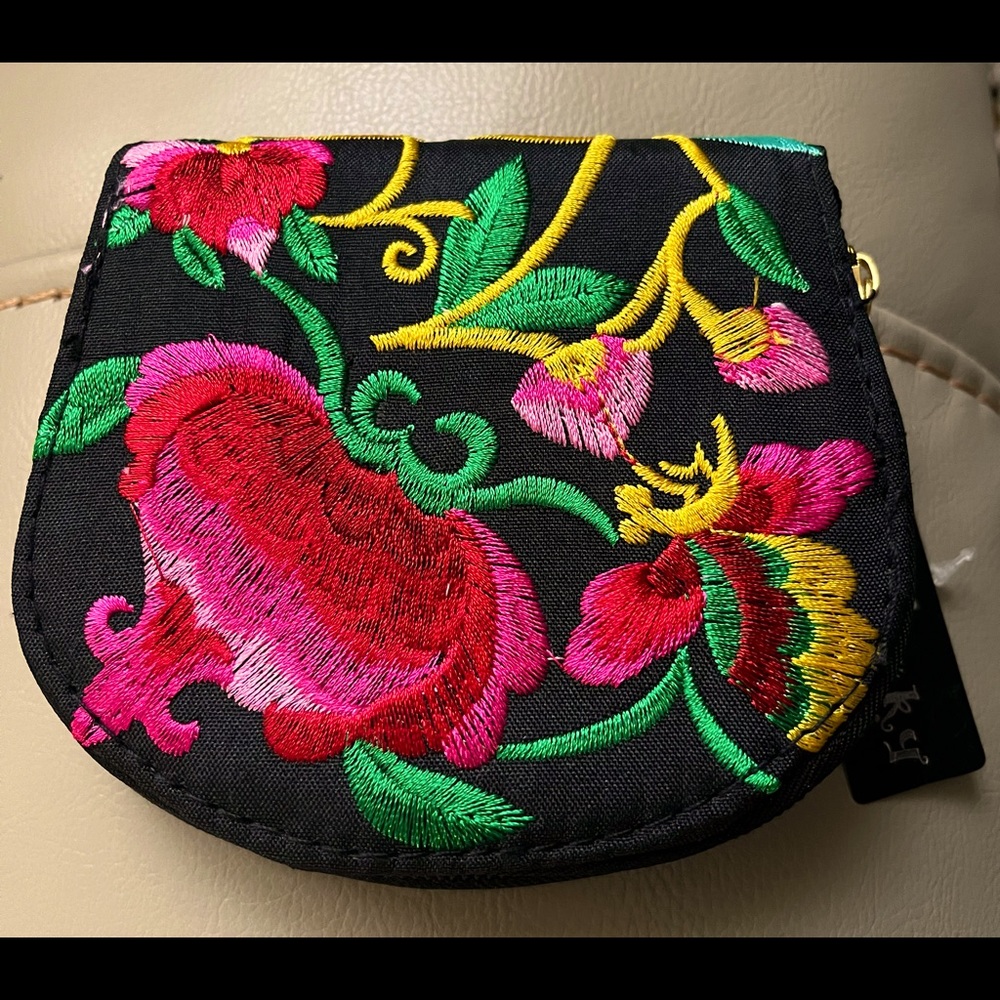 NWT- embroidered wristlet wallet